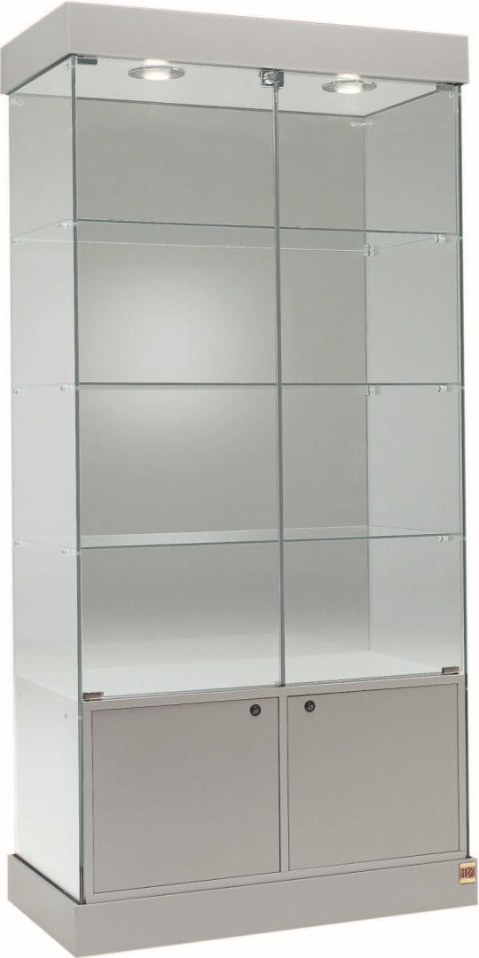 Breite Vitrine mit Unterschrank