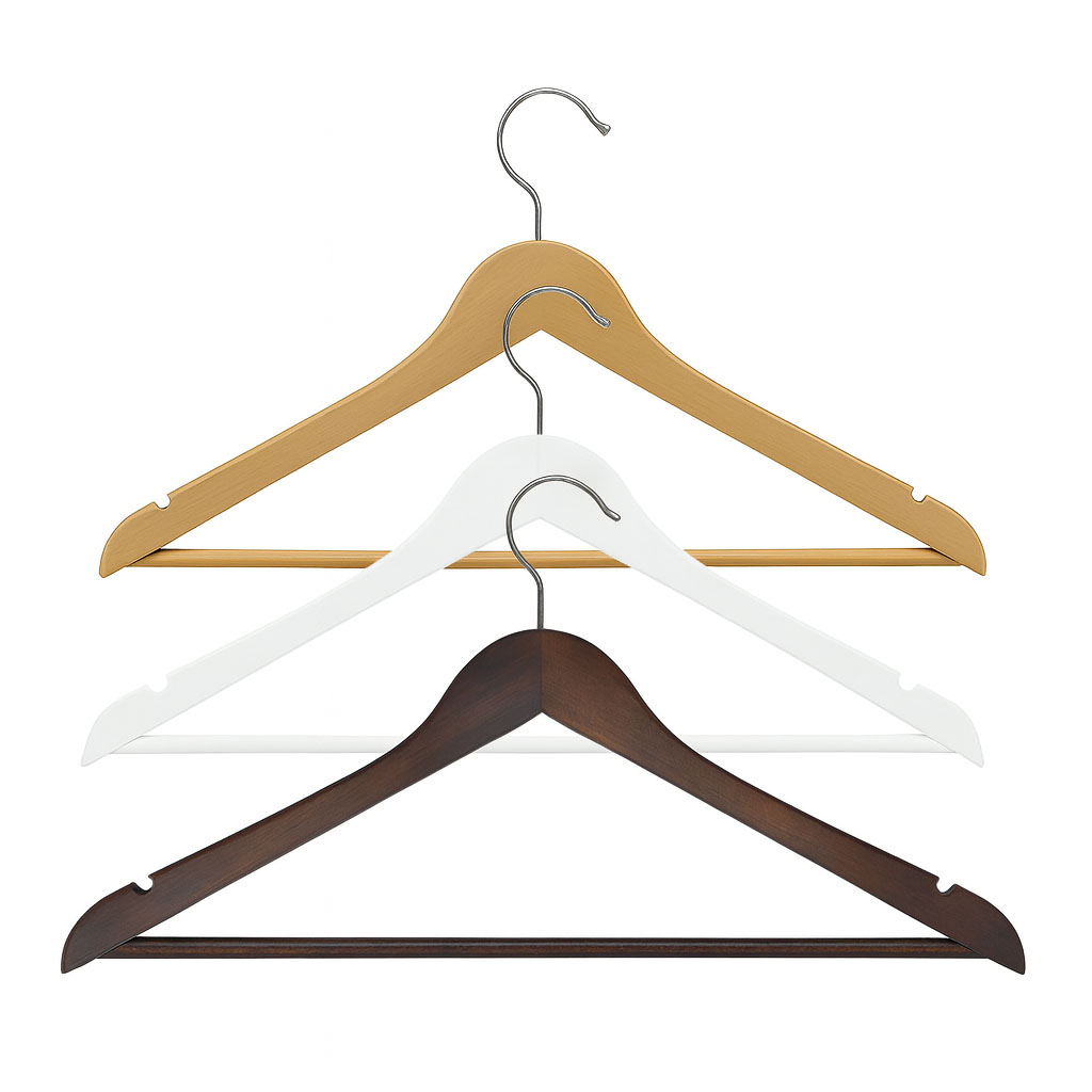 Holzkleiderbügel mit Steg 44,5 cm Holzkleiderbügel mit Steg 44,5 cm