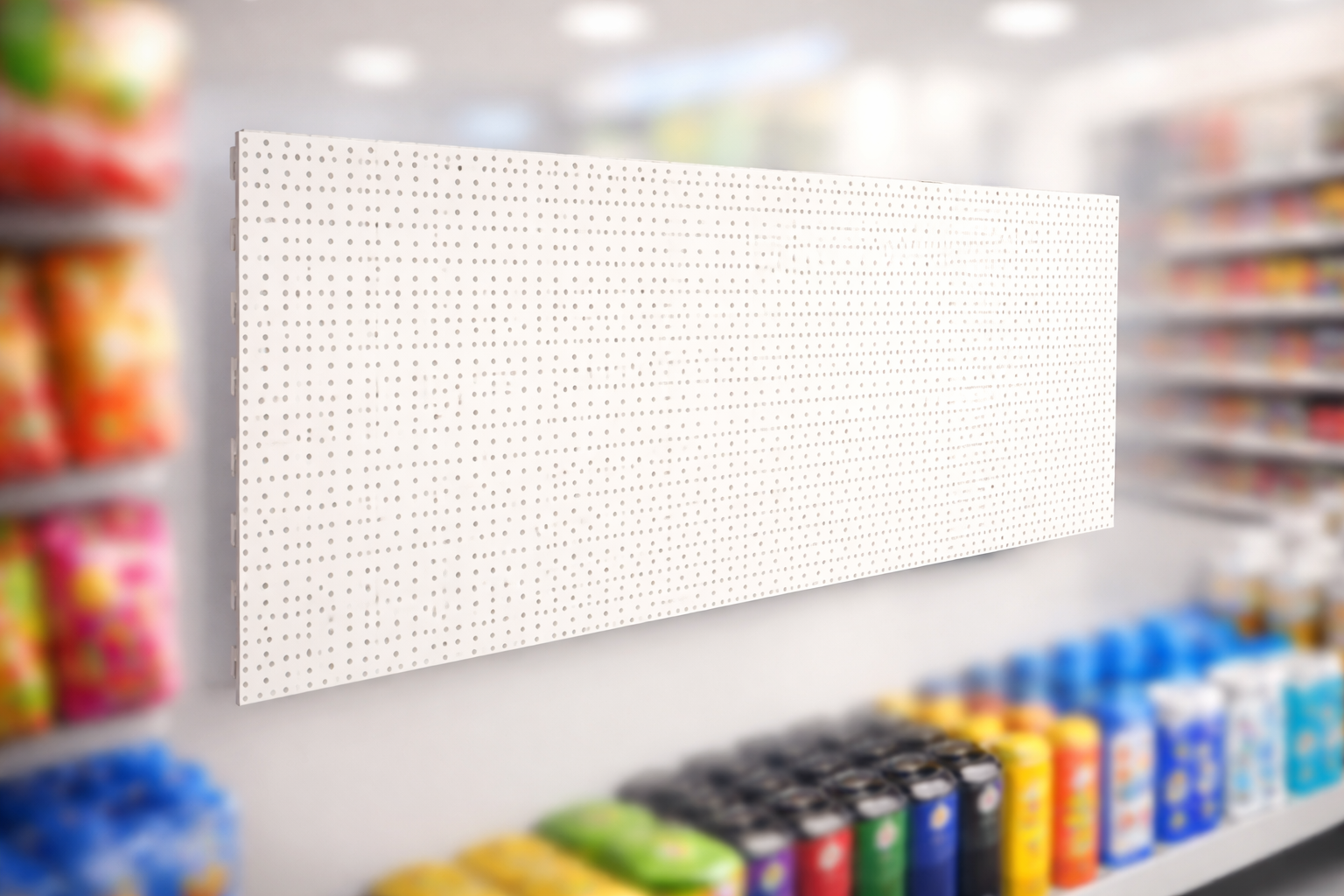 Panneau perforé pour rayonnage métallique vue rapprochée