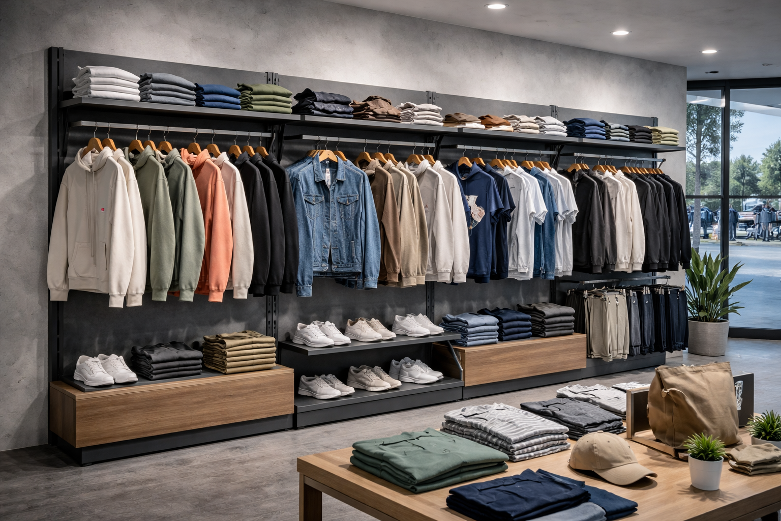 Rayonnage métallique utilisation magasin de mode