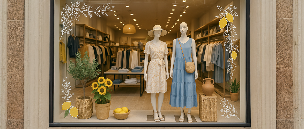Sommerlich dekoriertes Schaufenster