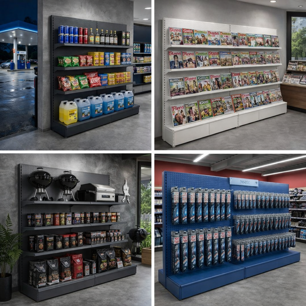 Rayonnage métallique utilisation commerce spécialisé accessoires auto