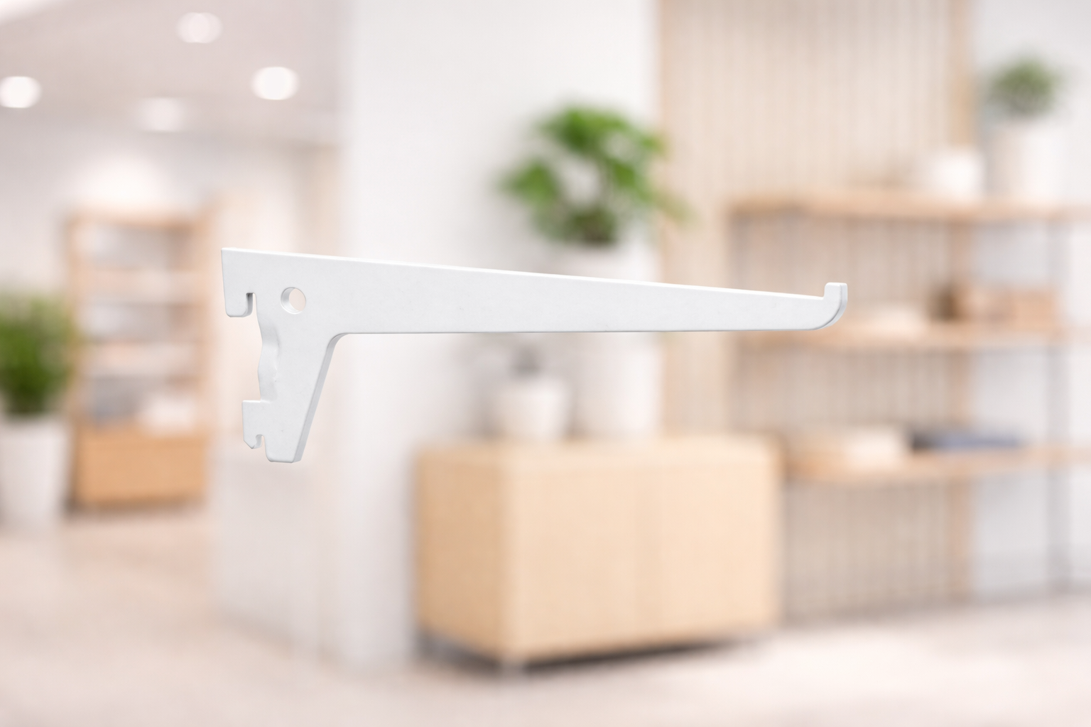 Detailbild eines Regalträgers für Wandschienen Systeme