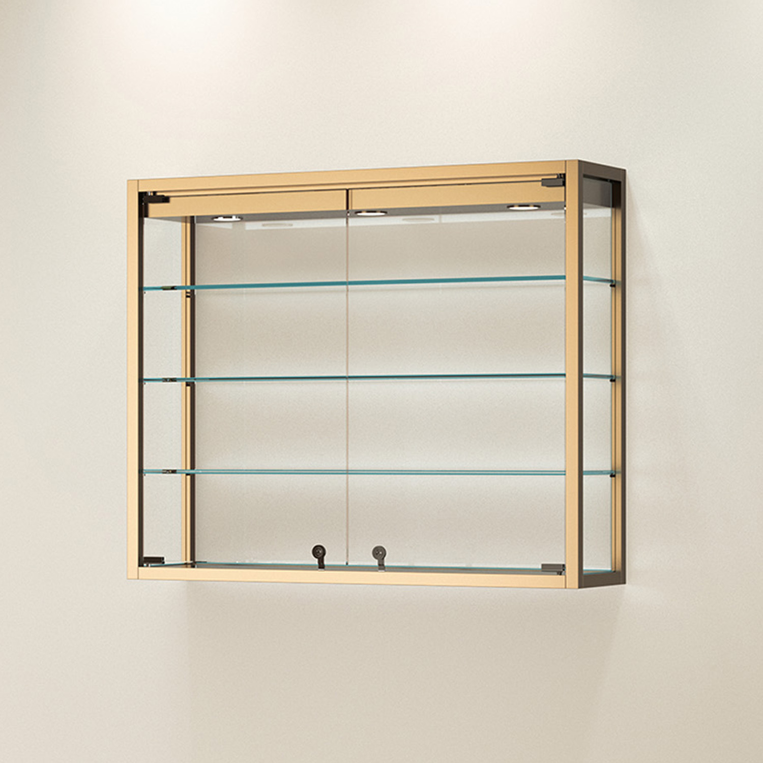 Hängevitrine Metall, beleuchtet