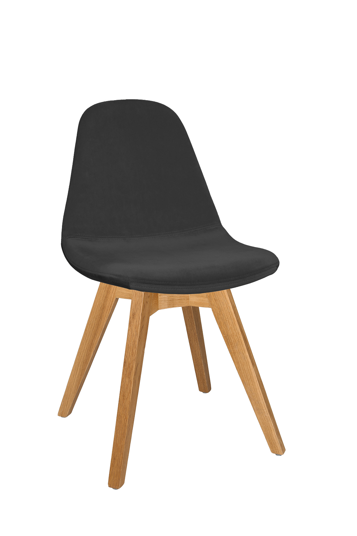 Stuhl mit kantigen Holzbeinen