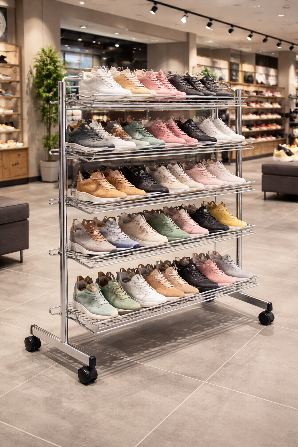 Schuhständer für den Einzelhandel mit mehreren Ablagen