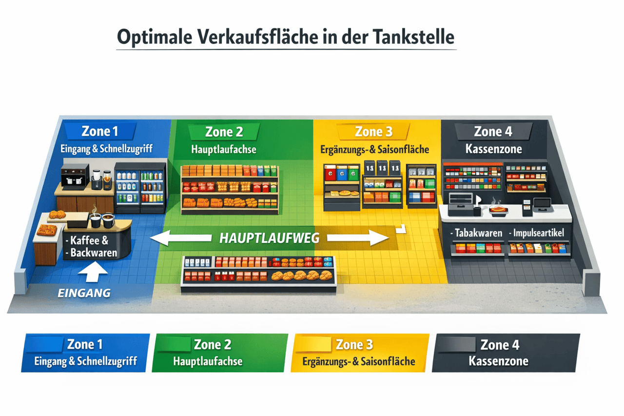 Optimale Vekaufsfläche einer Tankstelle