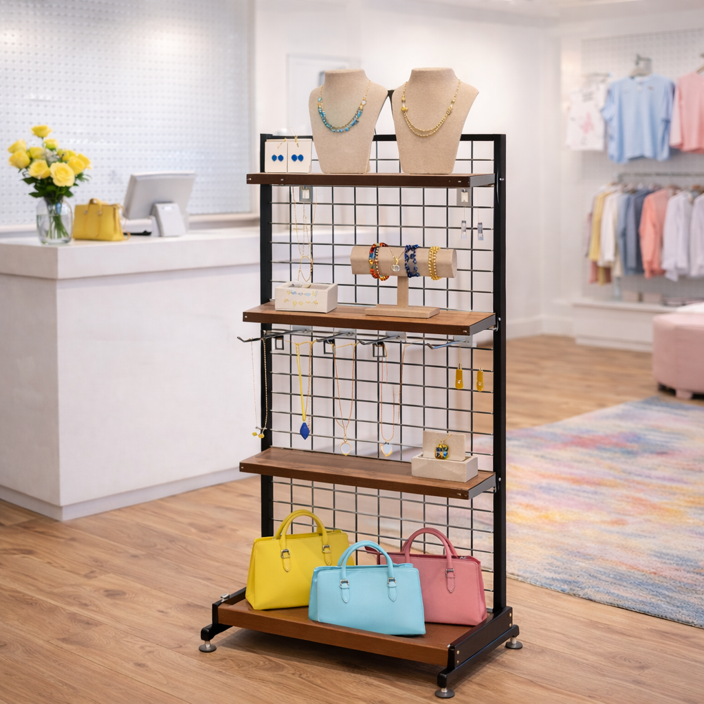 Drahtgitterständer im Verkaufsraum