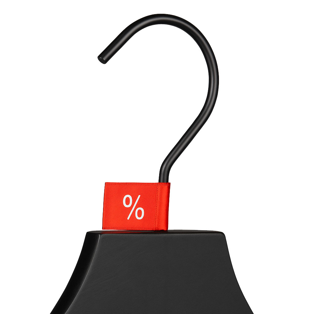 Satin Bügelfahne "%"