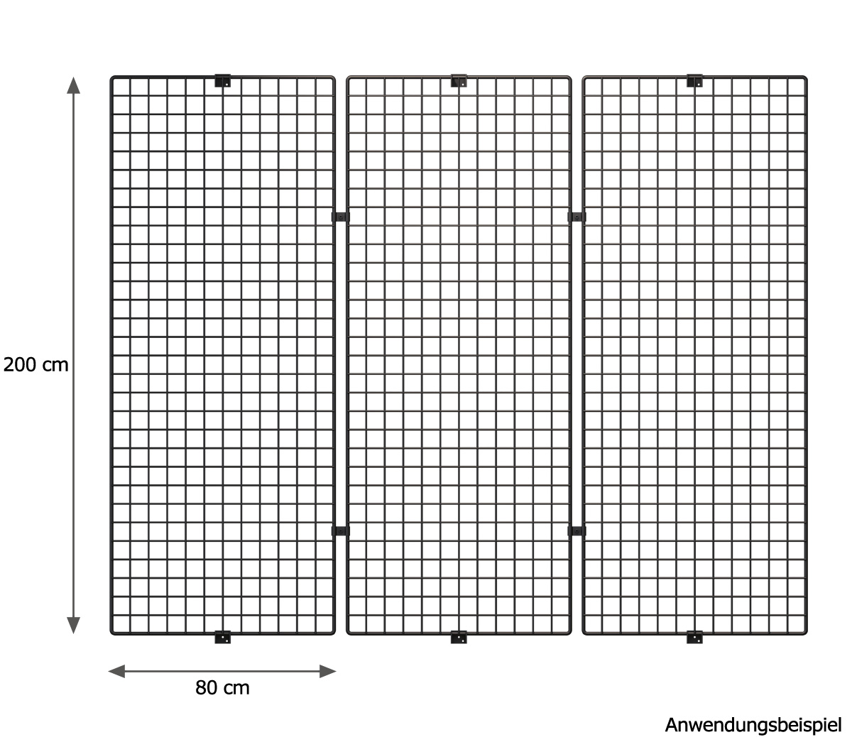 Wandgitter schwarz 200 x 80 cm online kaufen