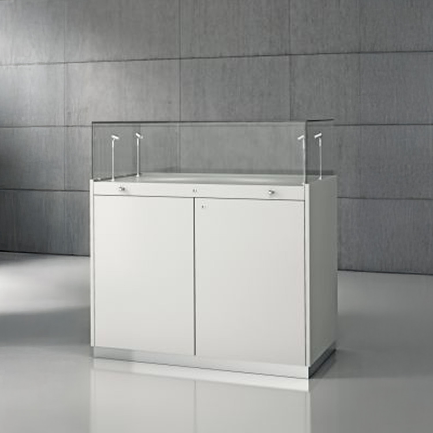 Theke mit Vitrine und Beleuchtung