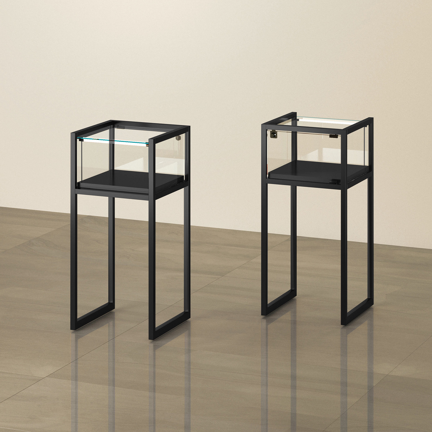 Thekenvitrine Metall, beleuchtet