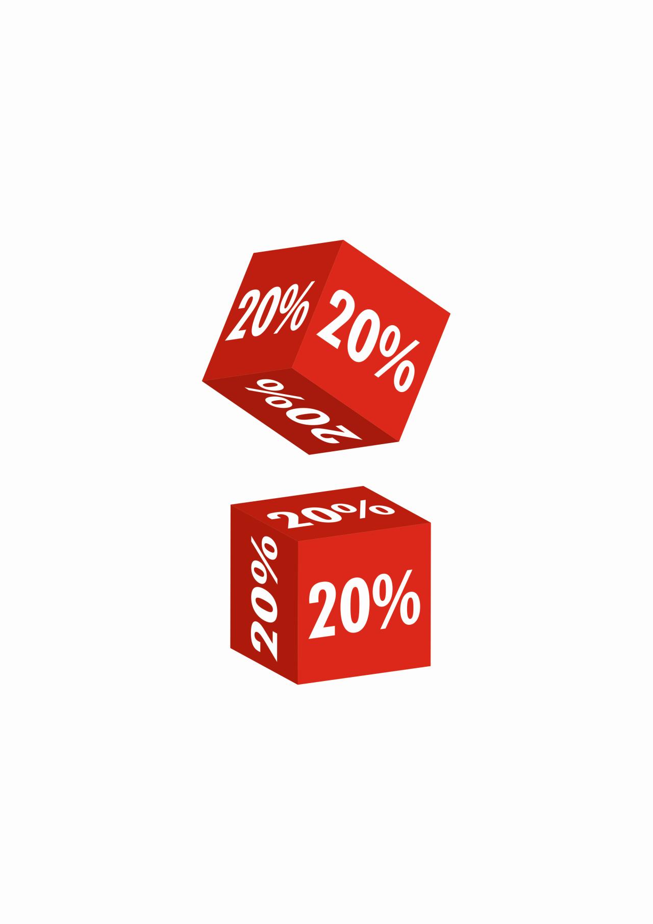 Würfel 20 % Würfel 20 %
