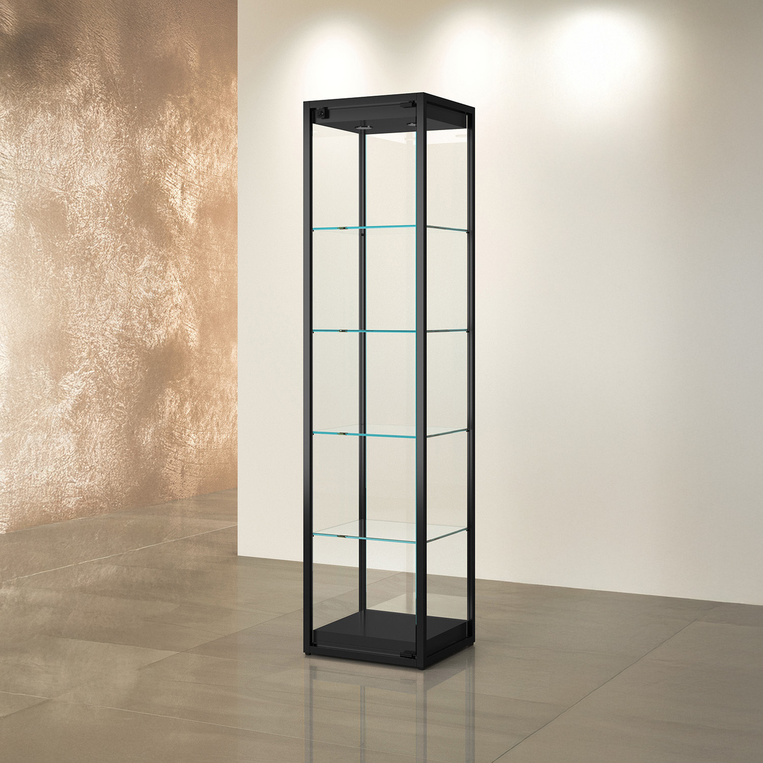 Standvitrine schmal mit Beleuchtung LED