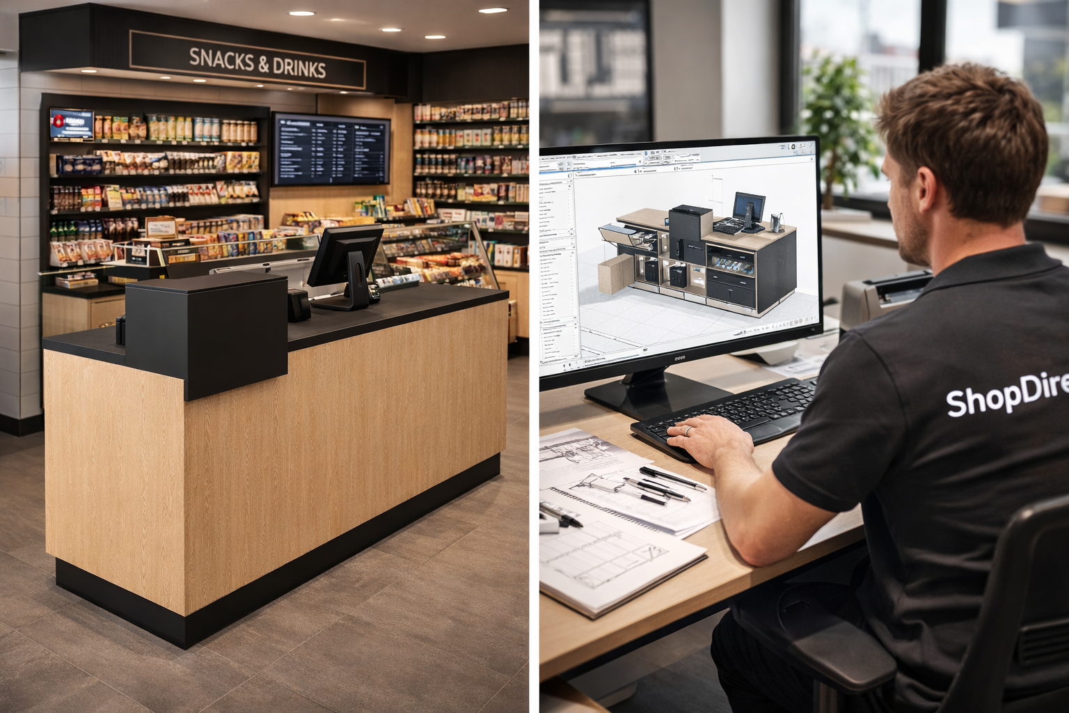 Comparaison entre un comptoir de vente conçu sur mesure et un comptoir de vente standardisé pour une utilisation rapide