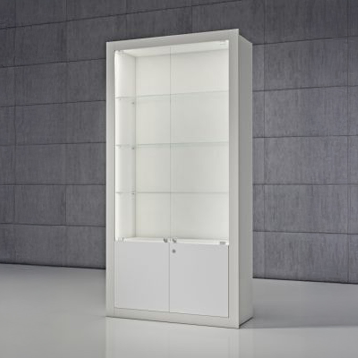 Holzschrank mit Vitrine