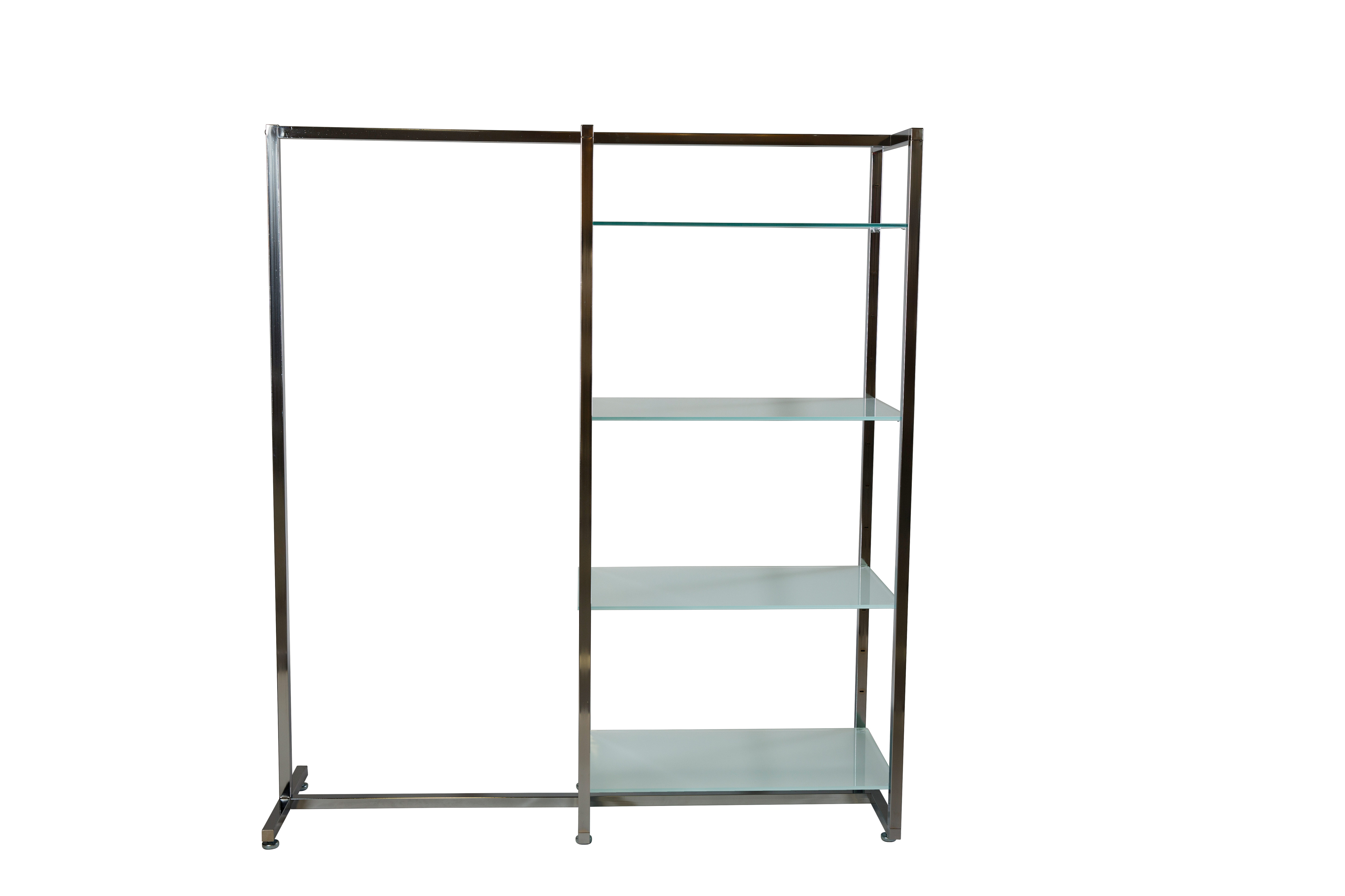 Regal mit Glasböden und Kleiderstange