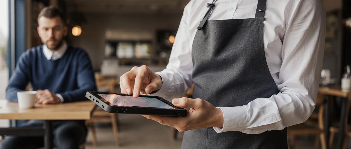 Caisse sur tablette dans la restauration