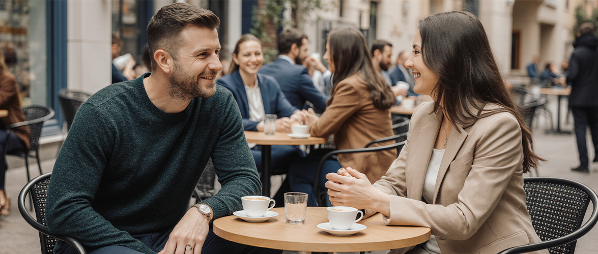 Personnes dans un café
