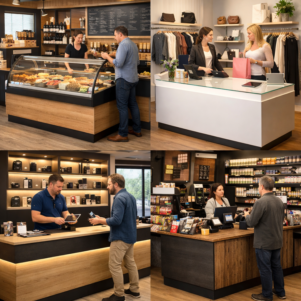 Comptoir de vente dans différents environnements d’utilisation tels que commerce de détail, boutique, commerce technique et convenience-store