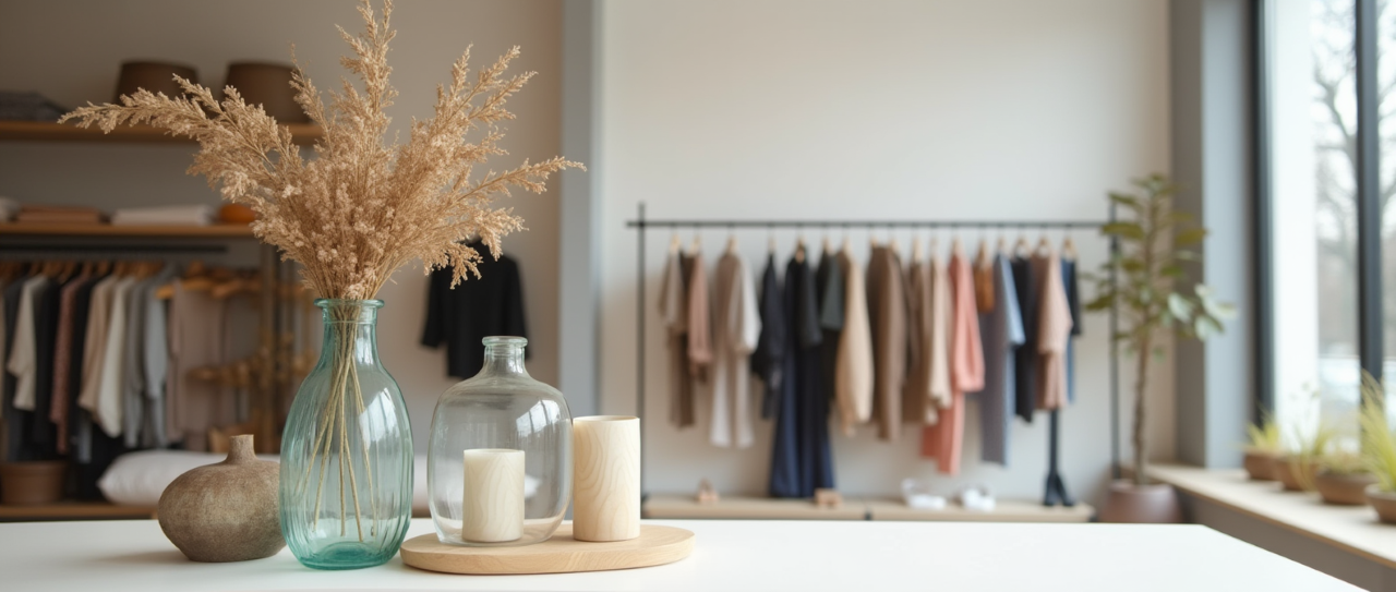 Minimalistische Deko im Einzelhandel (Modeladen)