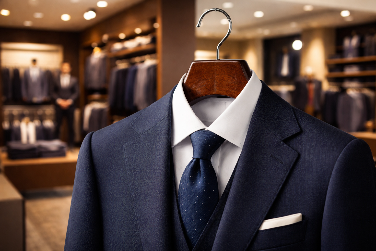 Luxus Anzug Kleiderbügel aus Holz im Herrenausstatter