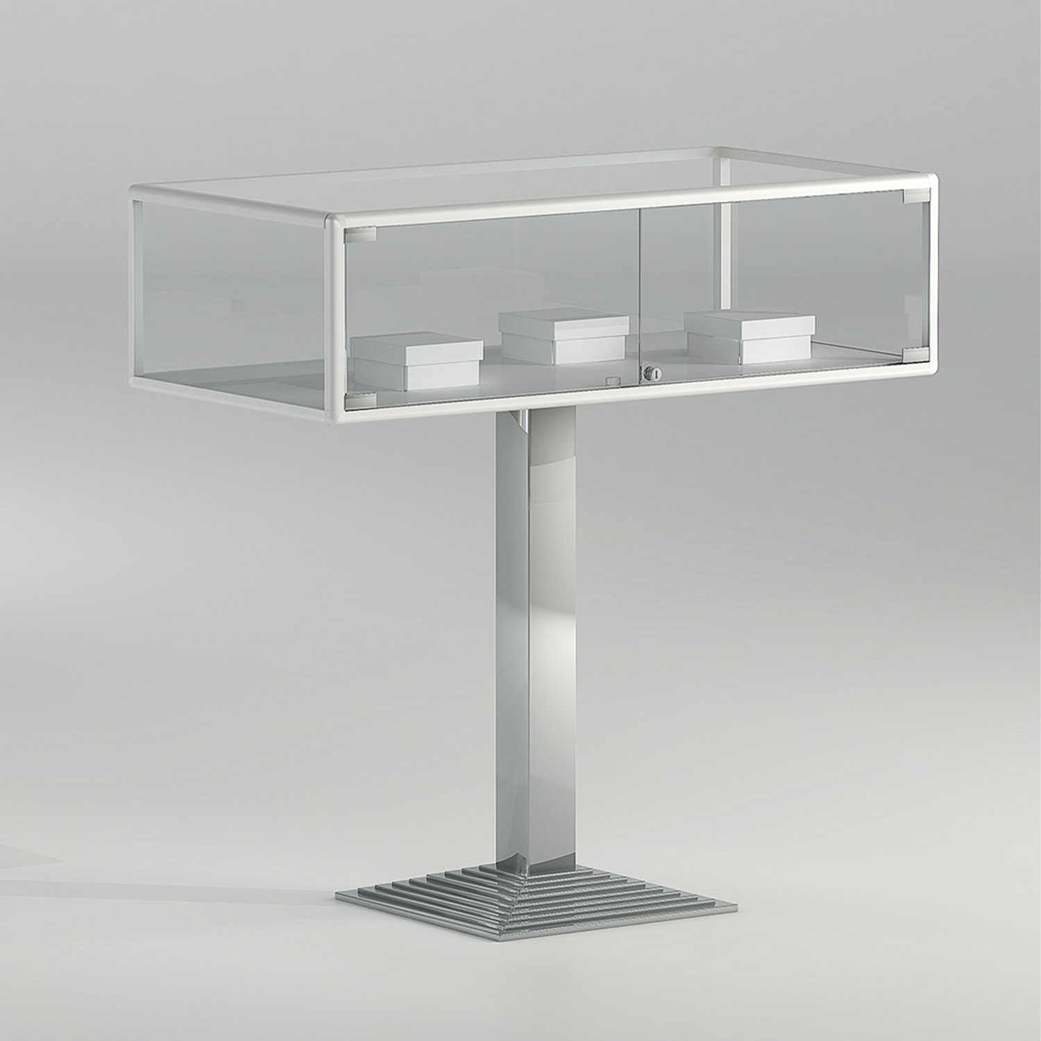 Vitrine mit Metallstandfuß