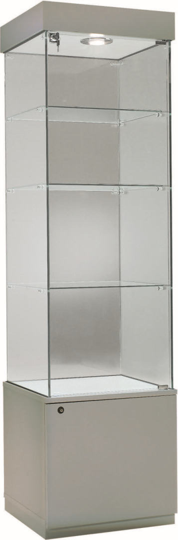 Beleuchtete Vitrine mit Unterschrank