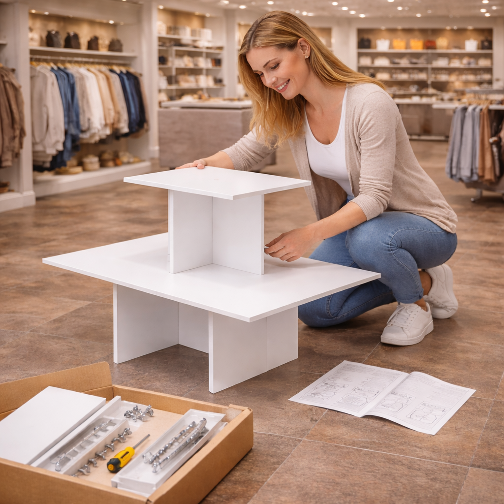 Vorlagetisch weiß kaufen – schneller Aufbau und flexible Nutzung im Einzelhandel