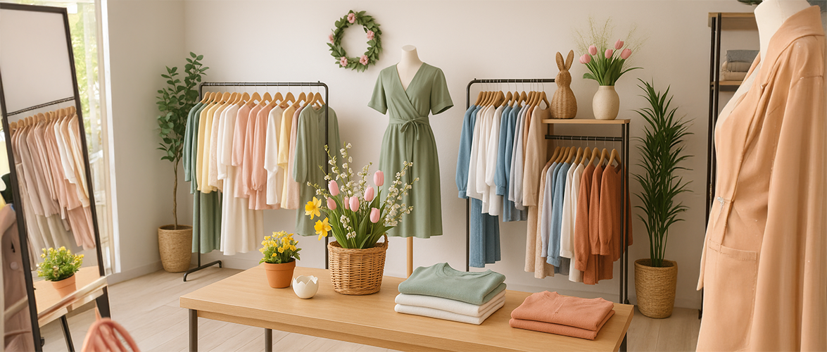 Frühlingsdeko im Modeladen