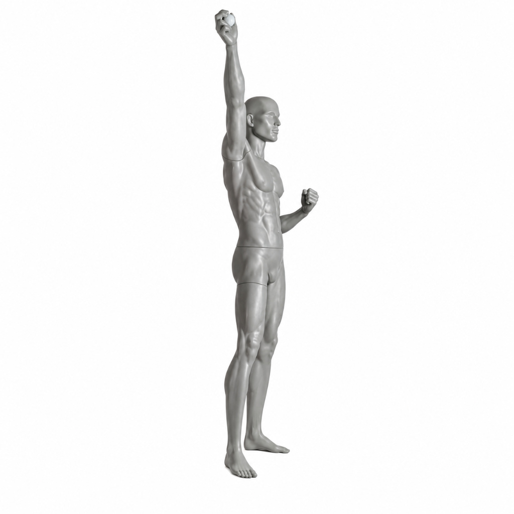 Sport Schaufensterpuppe Herren – Jubel-Pose mit erhobenen Arm